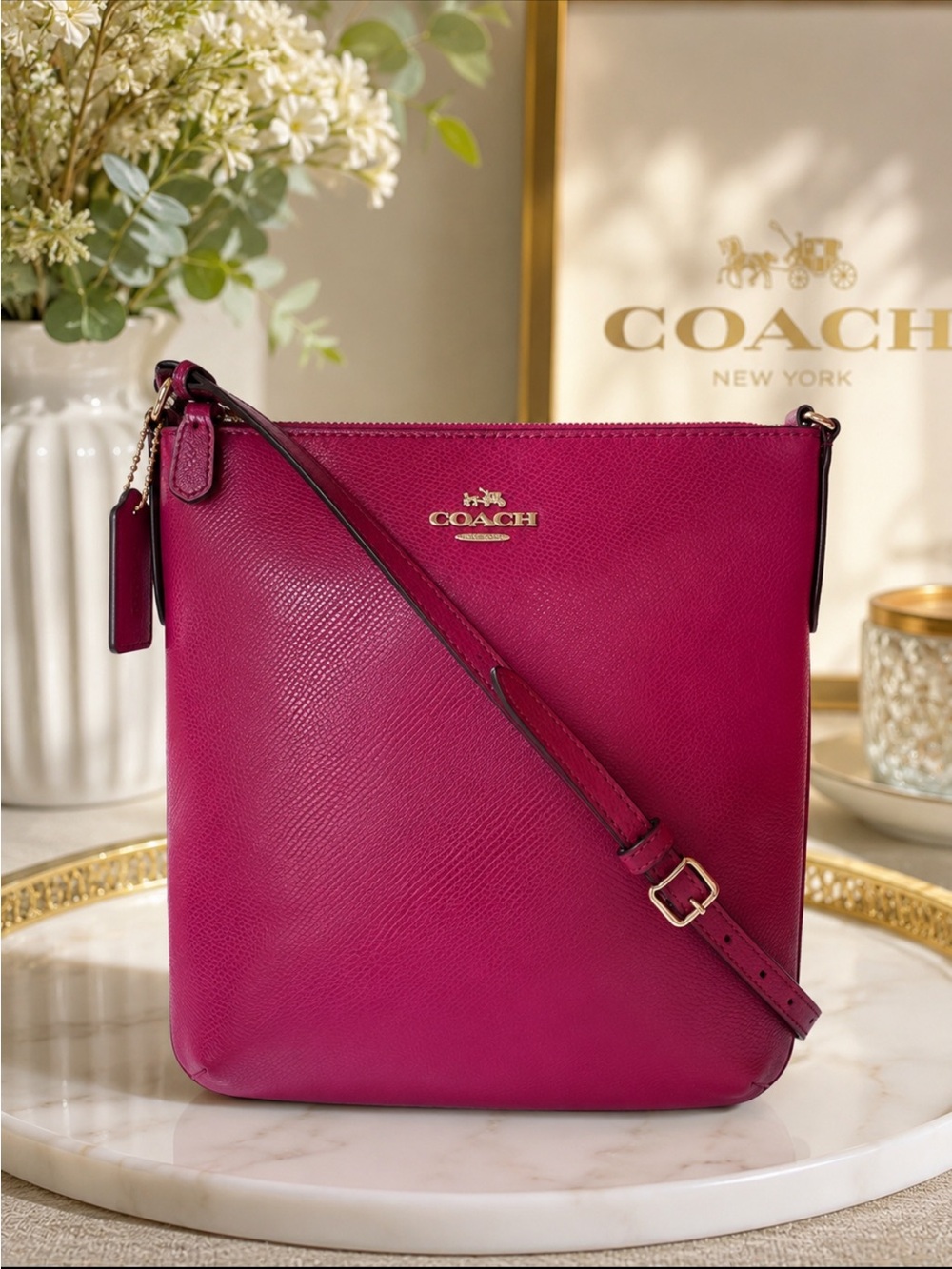 Coach F36063 North/South Crossbody Bag Crossgrain Leather MSRP $195
